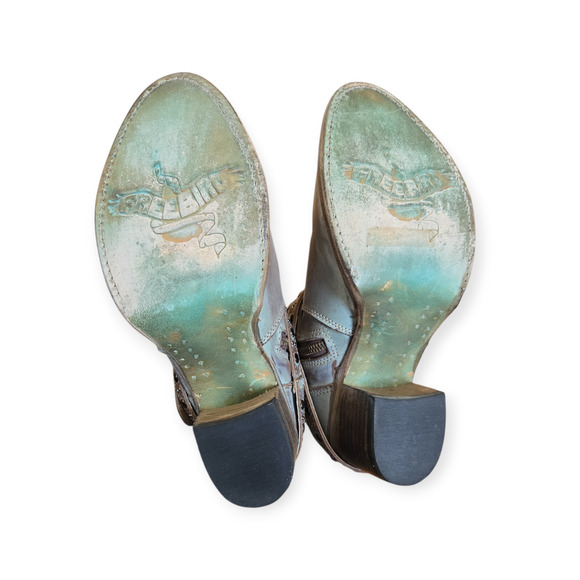 Freebird by Steven Sandra Chain Buckle Studded Boho Ankle Booties Beige Size‎ 7 - Picture 6 of 7